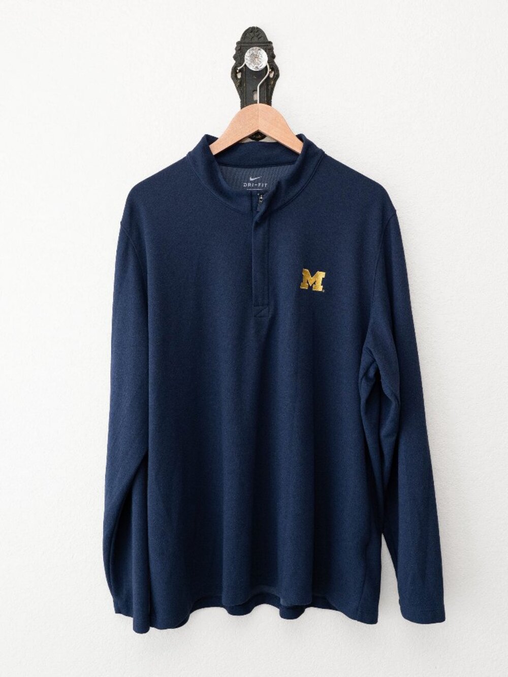Nike Dri Fit Michigan Pullover XXL Navy 1/4 Zip Sweatshirt NCAA Wolverines